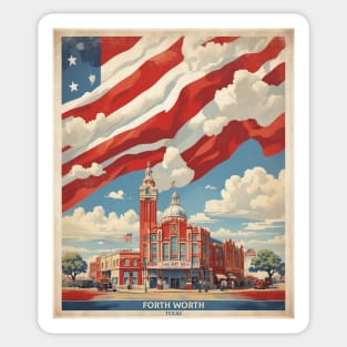 Forth Worth United States of America Tourism Vintage Poster Sticker